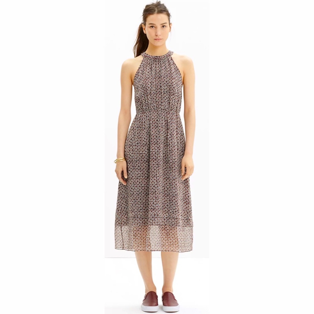 Madewell- Silk Midi Dress in Diamond Tile